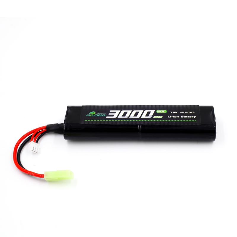 3000mAh 7.4V 20C/35C Flat High Power Lithium Ion Battery Pack for Military Airsoft