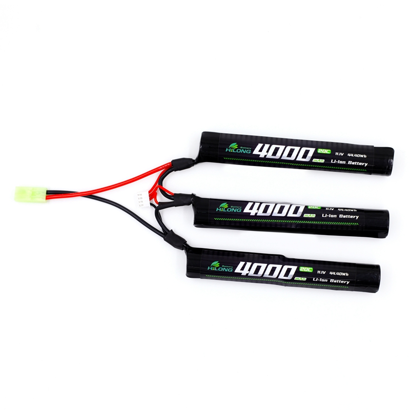 4000mAh 11.1V 20C/35C Triplet / Split / Nunchuck High Power Lithium Ion Battery Pack for Military Airsoft