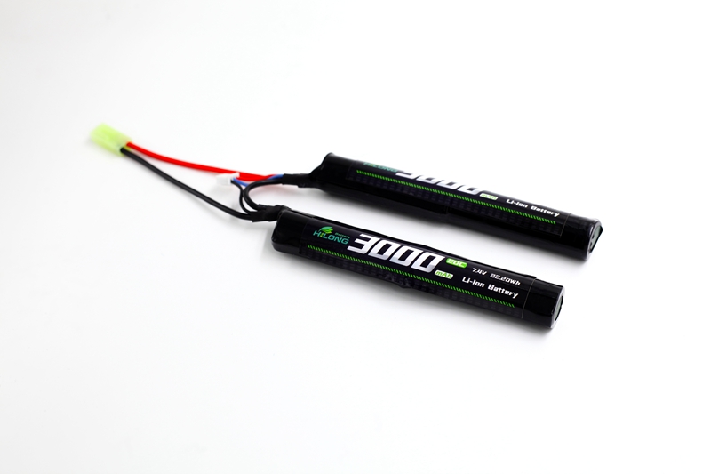 3000mAh 7.4V 20C/35C Nunchuck / Twins / Split High Power Lithium Ion Battery Pack for Military Airsoft