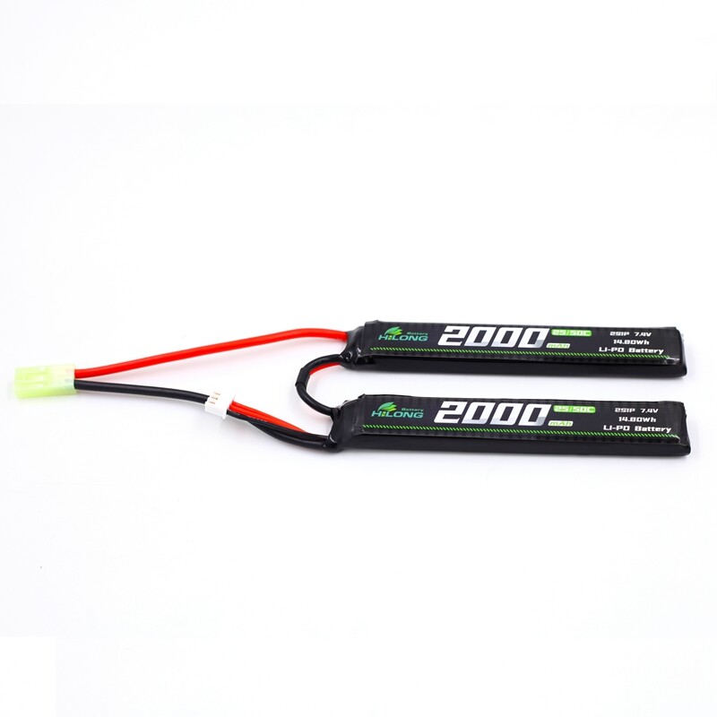 unnamed file 174 - 2000mAh 7.4V 25C/50C Twins / Split / nunchuck High Power Li-PO Battery Pack for Military Airsoft